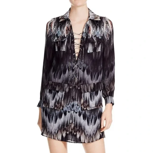 Haute Hippie | Dresses | Haute Hippie Laceup Cargo Shirt Dress | Poshmark